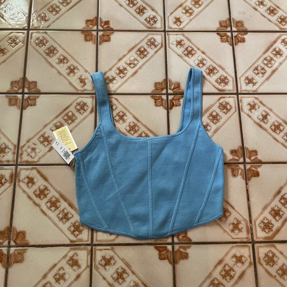 NEW Wilfred Blue Corset Style Crop Top